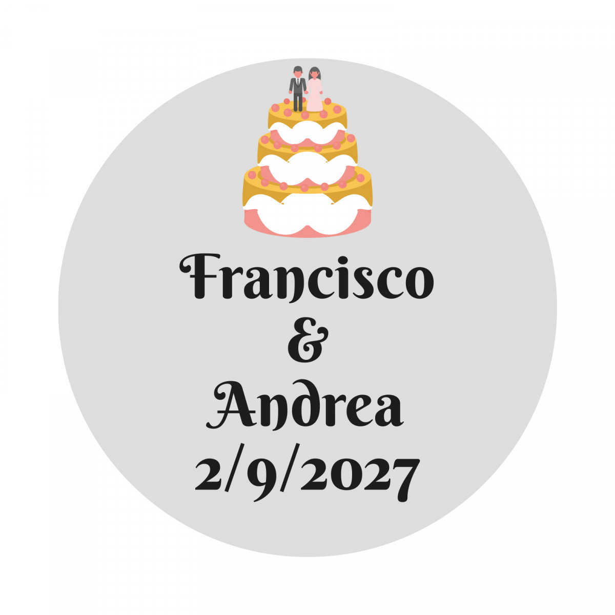 Fundo transparente adesivo customizável de bolo de casamento de 2cm para casamentos