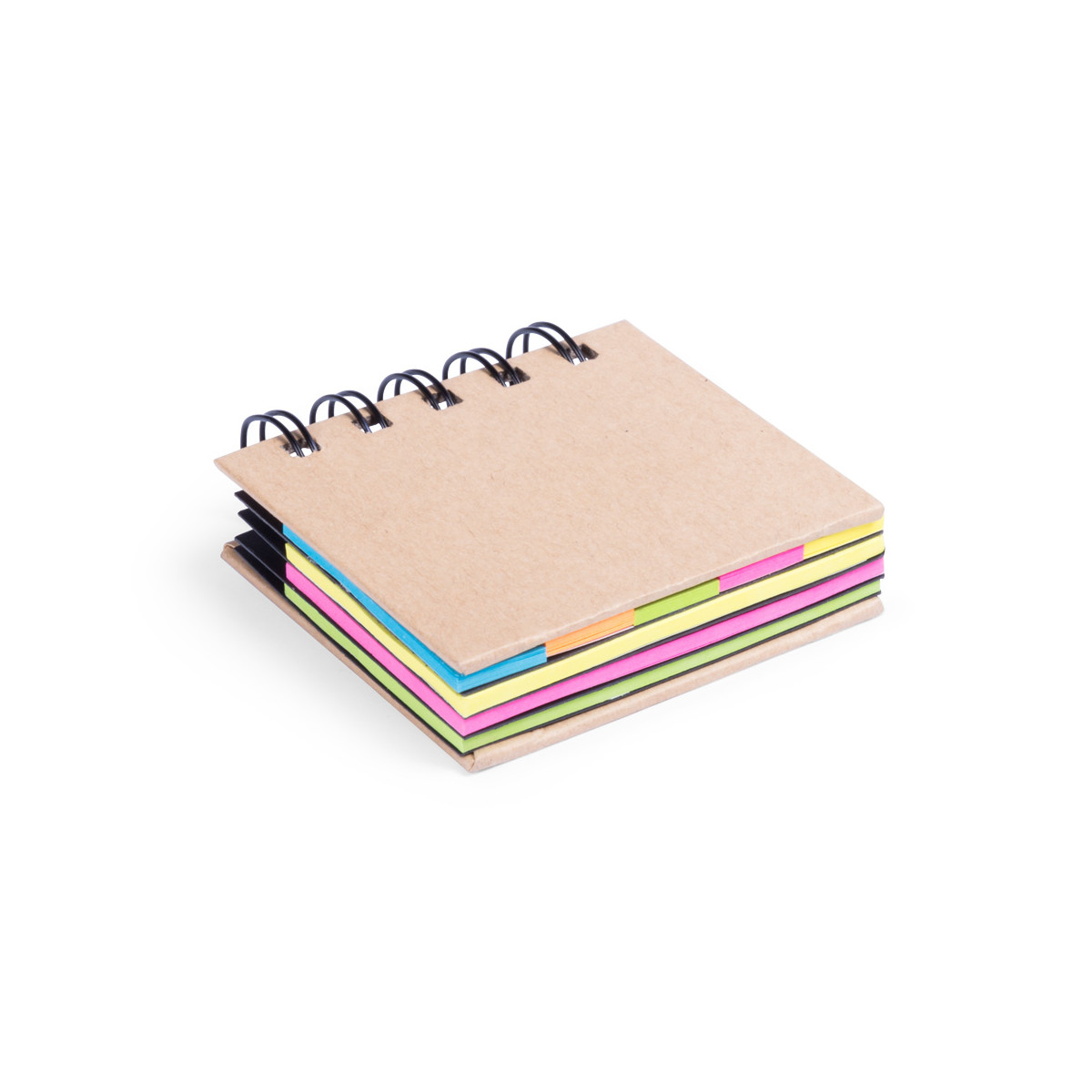 Caderno com post-its adesivos coloridos