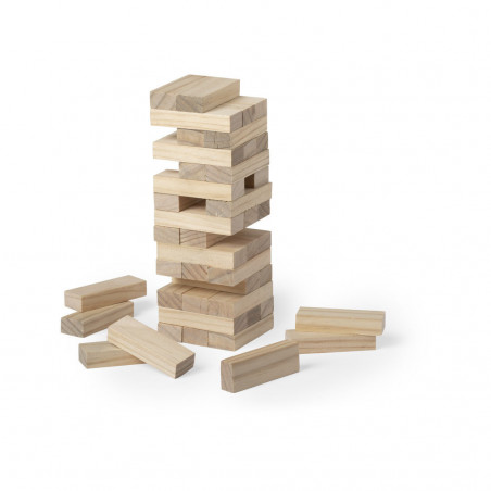 Jogo de madeira jenga em saco de presente