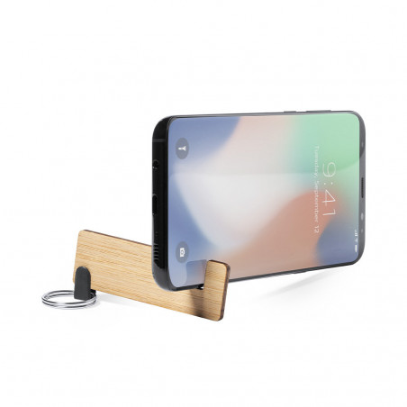 Chaveiro suporte para celular feito de bambu