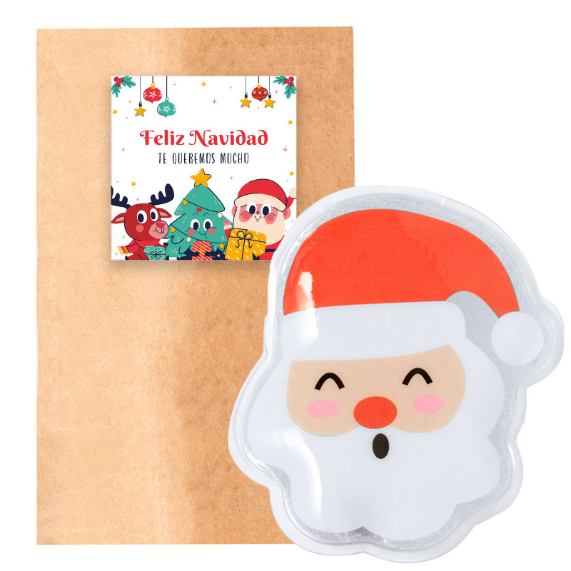 Aquecedor de mãos do papai noel em envelope kraft com adesivo de natal personalizável