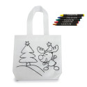 Bolsa de pintura de natal com giz de cera colorido e luvas infantis personalizadas com adesivo de natal e papai noel