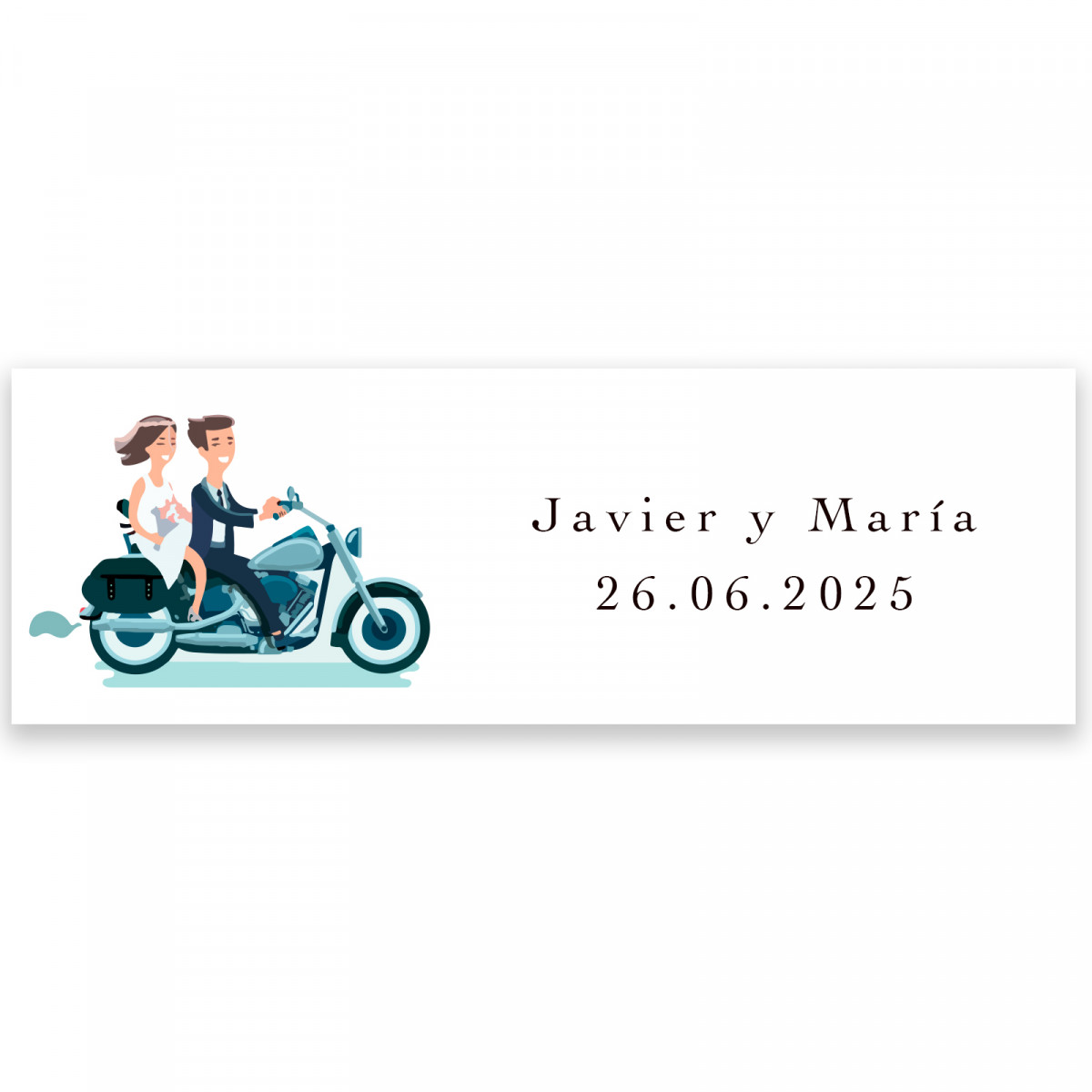 Adesivo de casal de noivos com adesivo de 6x2 cm em motocicleta para personalizar detalhes