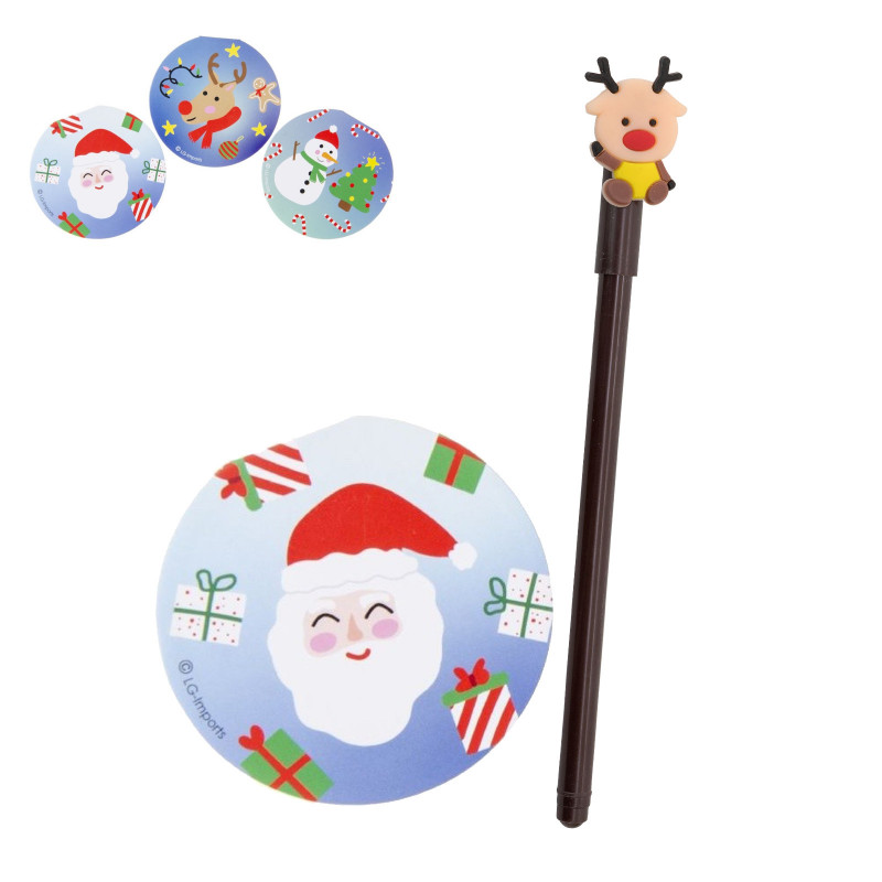 Bloco de notas de natal com caneta de rena para dar de presente de natal