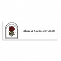 Autocolante rosa vintage personalizável de 6x2 cm para casamentos e eventos