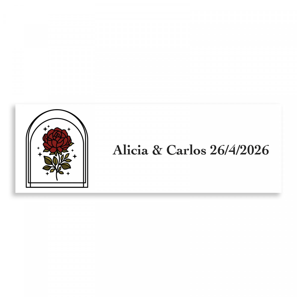 Autocolante rosa vintage personalizável de 6x2 cm para casamentos e eventos