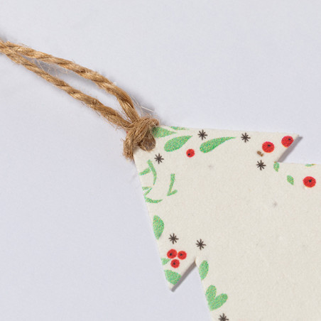 Enfeite de natal com semente de flor em envelope verde personalizado para detalhes de natal