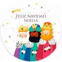 Enfeite de bola de Natal de madeira com adesivo personalizado dos Três Reis Magos para detalhes