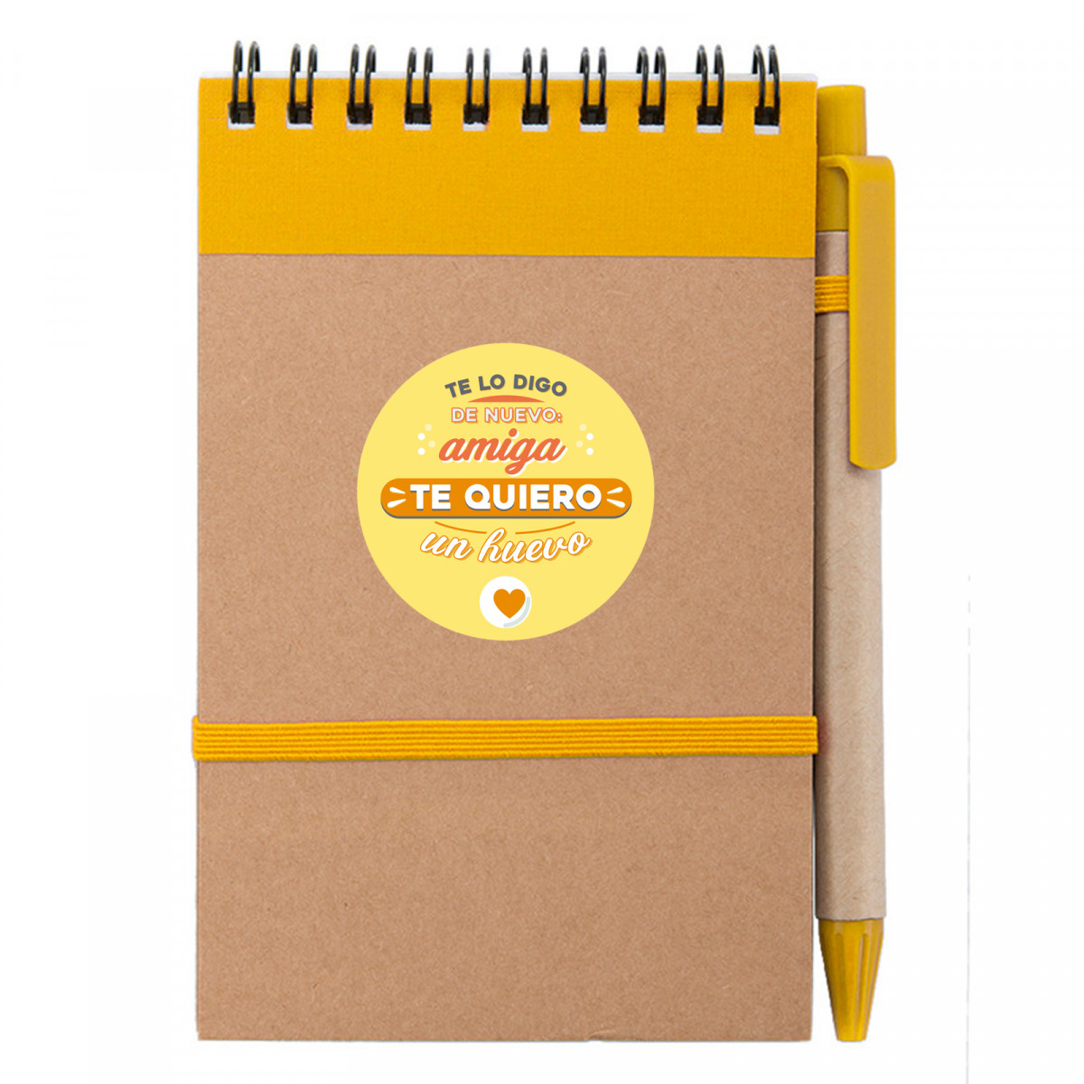 Caderno e caneta com lindo adesivo para detalhes amigos