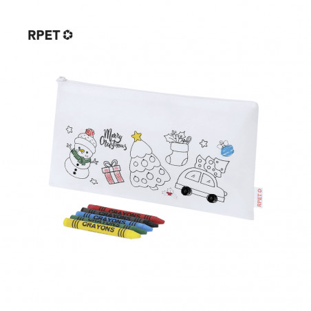 Caixa para colorir de natal com giz de cera e etiqueta personalizada para o natal