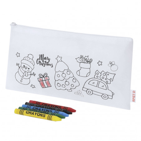 Caixa para colorir de natal com giz de cera e etiqueta personalizada para o natal