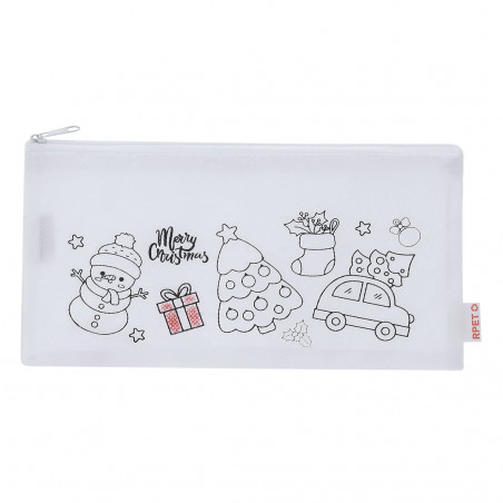 Caixa para colorir de natal com giz de cera e etiqueta personalizada para o natal