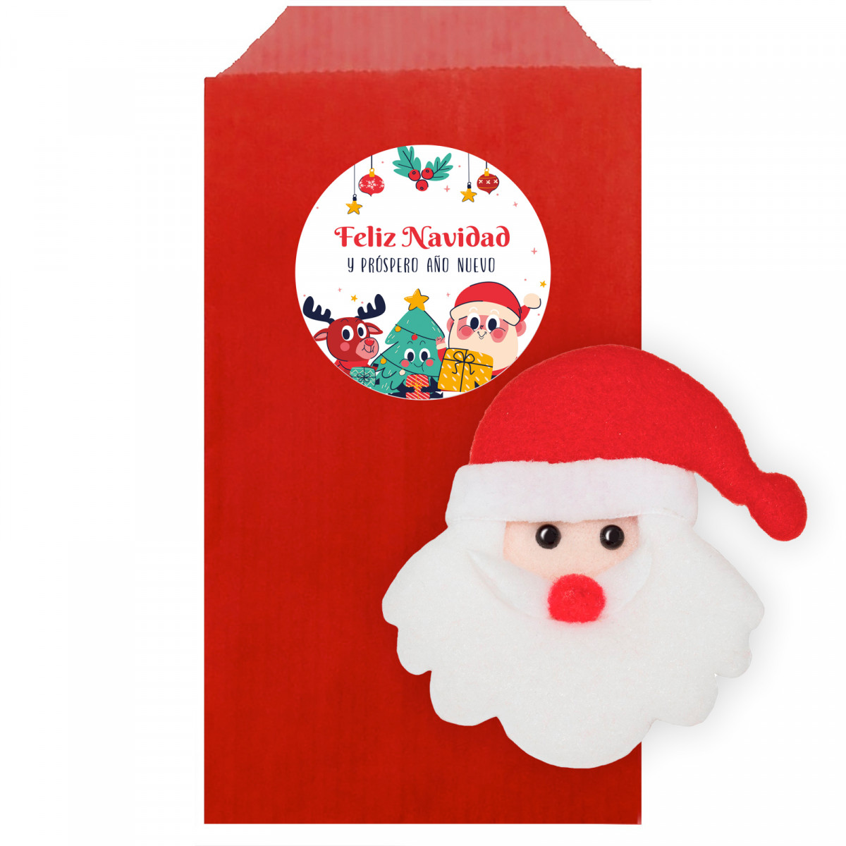 ímã de papai noel em envelope vermelho com adesivo de natal personalizável para detalhes