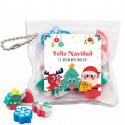 Mochila infantil de natal para colorir com giz de cera e borracha com adesivo de natal para detalhes