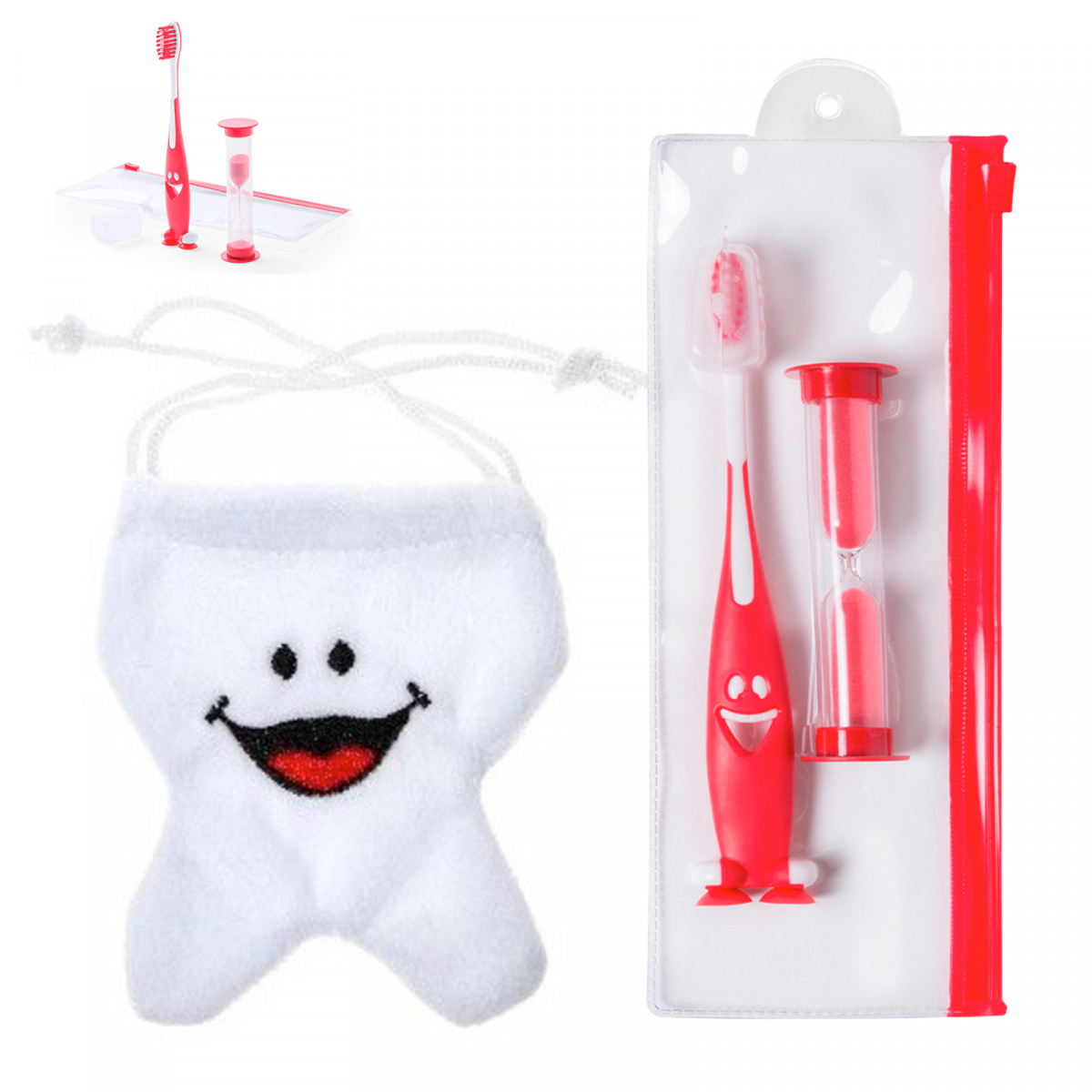 Pincel Feeling com ampulheta em estojo com bolsa para a fadinha dos dentes para detalhes